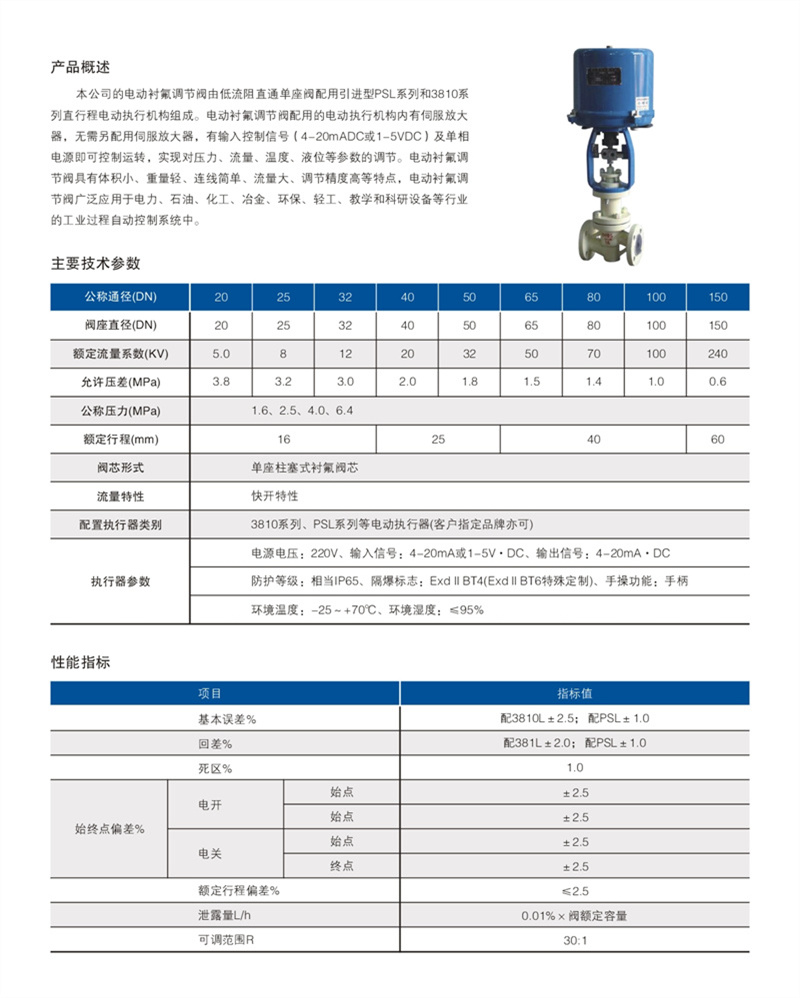 电动衬氟调节阀