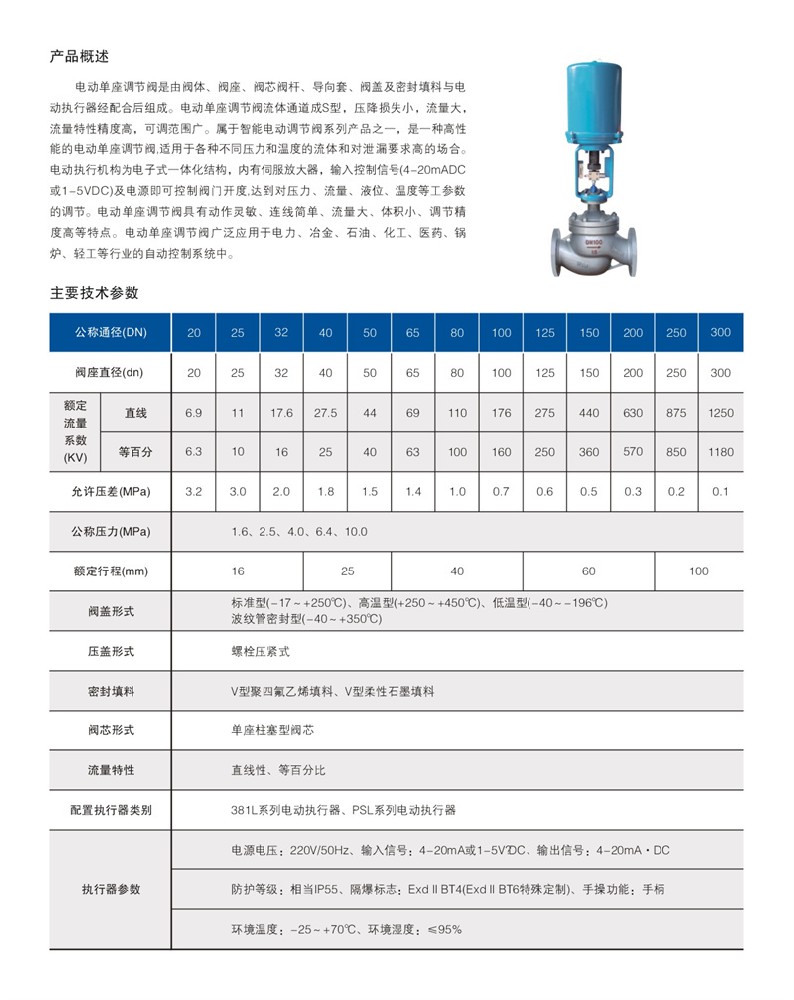 ZDJP电动单座调节阀