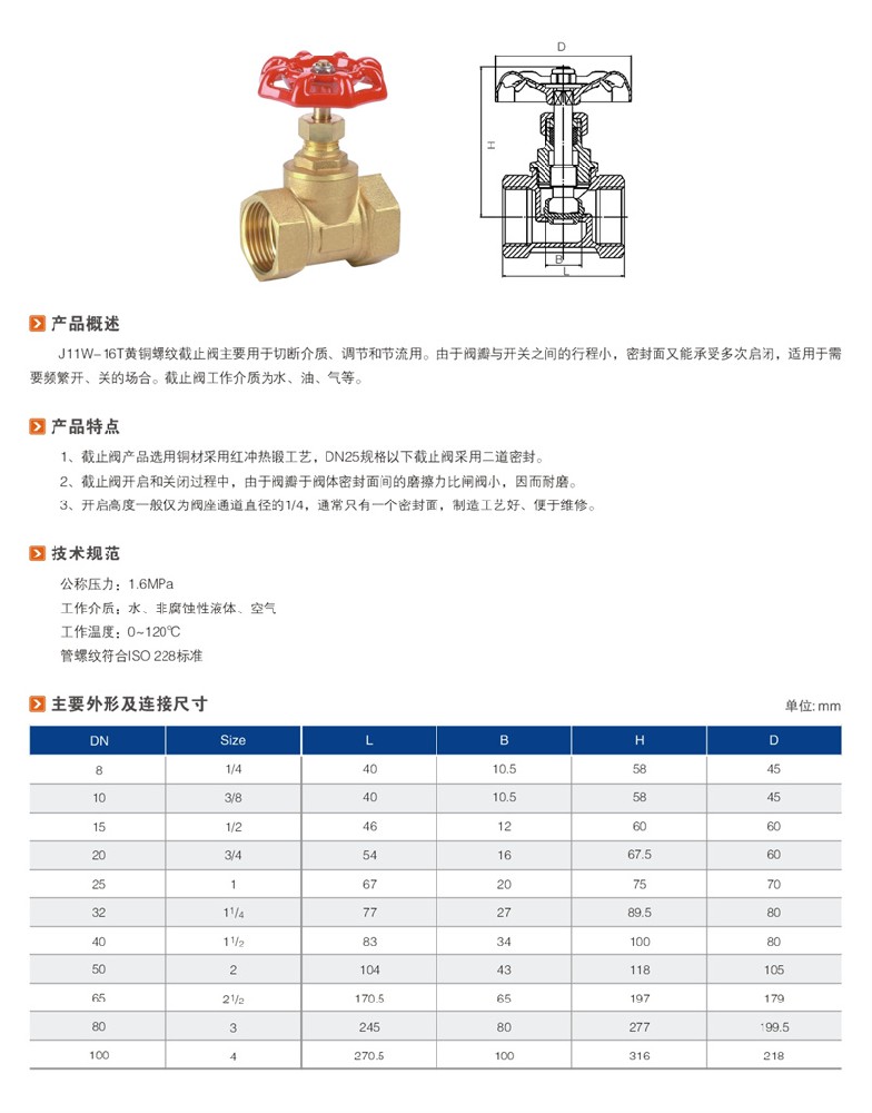 J11W-16T铜截止阀